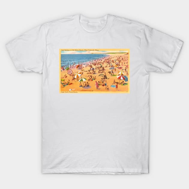 Surf bathing at Old Silver Beach, West Falmouth, Mass postcard T-Shirt by WAITE-SMITH VINTAGE ART